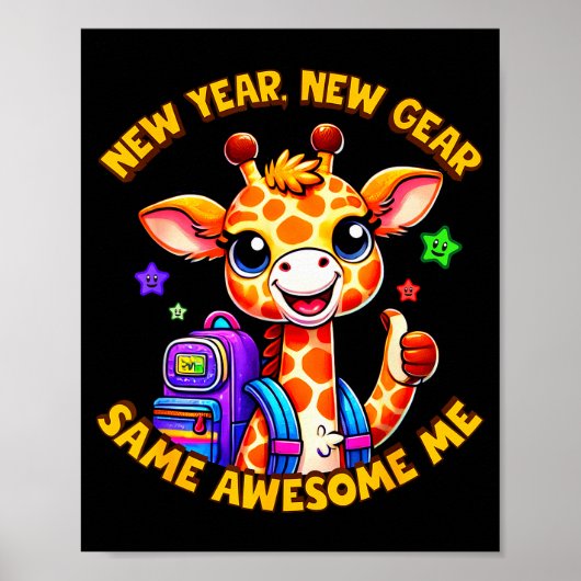 New Year New Same Awesome Me Giraffe Kids Poster (Voorkant)