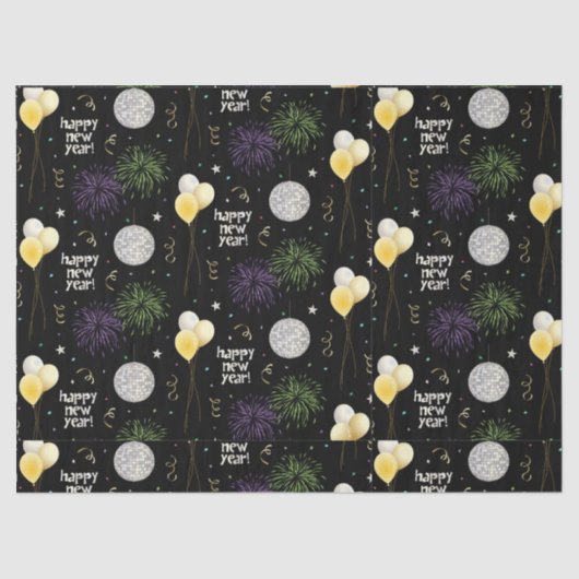 New Year Party Balloons Wrapping Paper Tissuepapier (Voorkant)