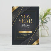 New Year Party Invitation Black and Gold (Debout devant)