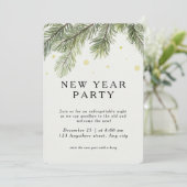 New Year Party Invitation | Pine Branch Festive  (Debout devant)
