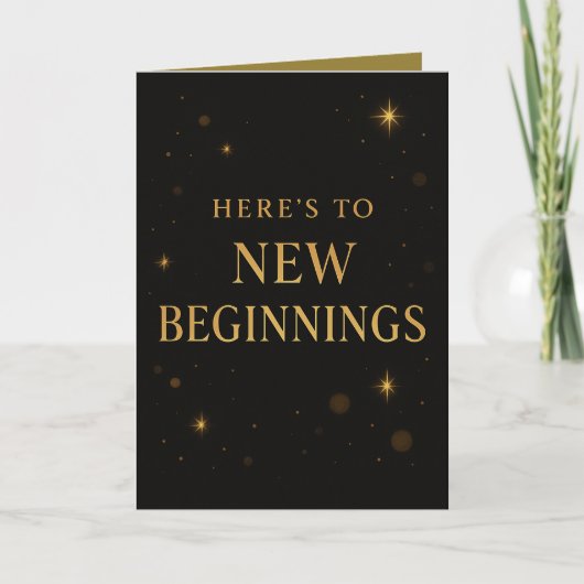 New Year Reflection Card – Black and Gold Design Kaart (Voorkant)