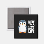 New Year Same Baka Life Funny Penguin Anime Style  Magneet (Voorkant / Achterkant)