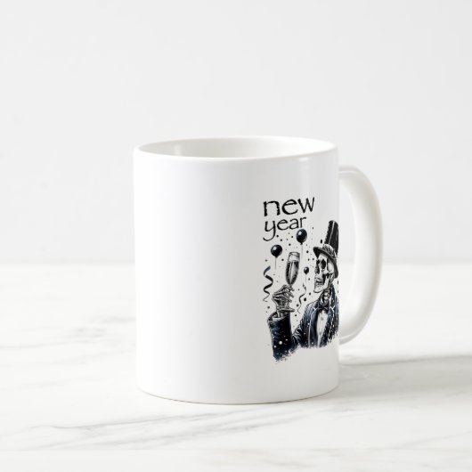 New Year Same Baka Life Funny Skeleton New Year's  Koffiemok (Voorkant rechts)