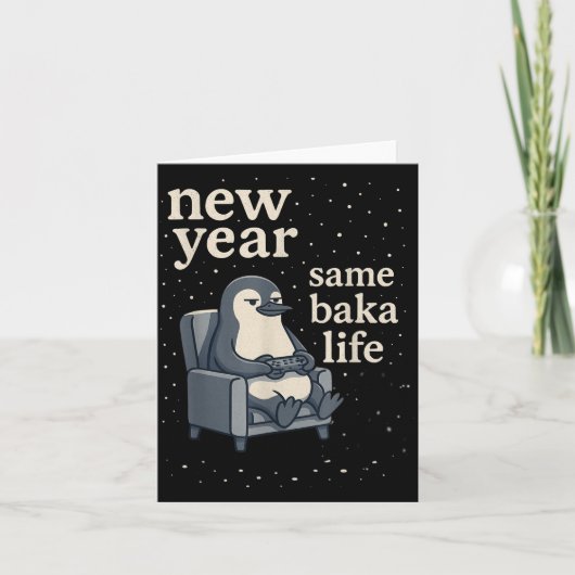 New Year Same Baka Life Penguin Joke Gaming Video Kaart (Voorkant)