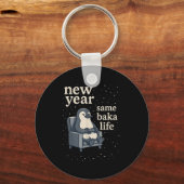 New Year Same Baka Life Penguin Joke Gaming Video Sleutelhanger (Voorkant)