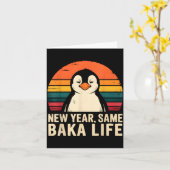 New Year Same Baka Life Penguin Joke  Kaart (Gele Bloem)