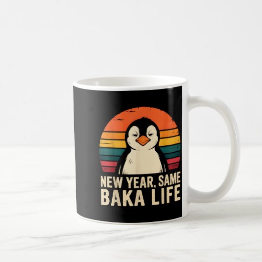 New Year Same Baka Life Penguin Joke  Koffiemok (Rechts)