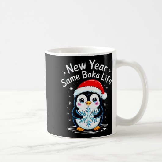 New Year Same Baka Life Penguin Joke Koffiemok (Rechts)