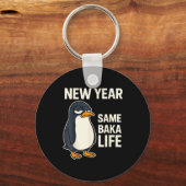 New Year Same Baka Life Penguin Joke Sleutelhanger (Voorkant)