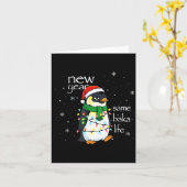 New Year Same Baka Life Penguin New Year Sarcastic Kaart (Gele Bloem)