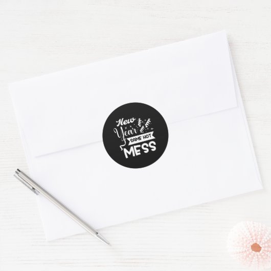 New Year Same Mess Funny New Year's Eve Ronde Sticker (Envelop)