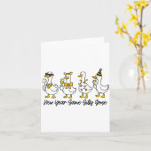 New Year Same Silly Goose Happy New Year Eve Goose Kaart (Gele Bloem)