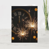 New Year Sparklers On a Midnight Clock Kaart (Voorkant)