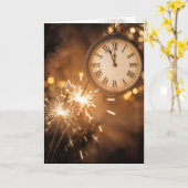 New Year Sparklers With Countdown Clock Kaart (Gele Bloem)
