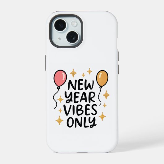 "New Year Vibes Only" iPhone Case iPhone 15 Hoesje (Achterkant)