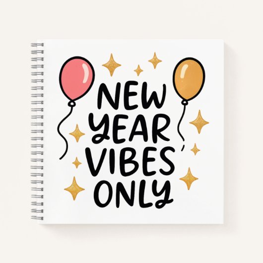 "New Year Vibes Only" Spiral Notebook Notitieboek (Voorkant)