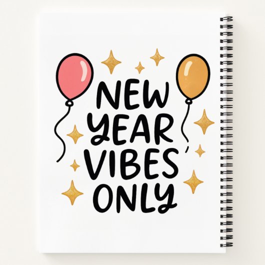 "New Year Vibes Only" Spiral Notebook Notitieboek (Achterkant)