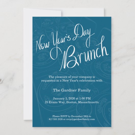 New Year's Day Brunch Tablescape Invitation Kaart (Voorkant)