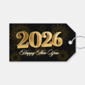 New Year's Eve 2026 Party Gold & Black  Cadeaulabel (Voorkant (Horizontaal))