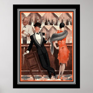 "New Years Eve" Art Deco Afdruk van George Leonnec Poster