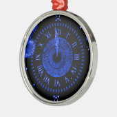 New Year's Eve Blue Iris Clock Metal Ornament (Links)