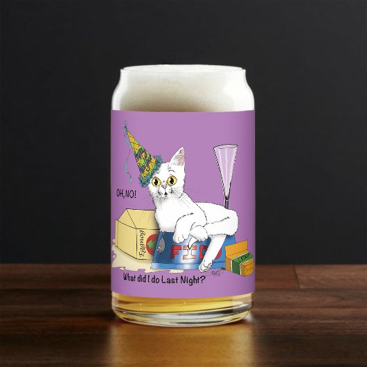 New Years Eve Cat Blikvorm Glas