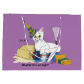 New Years Eve Cat Grappig Groot Cadeauzakje (Achterkant)