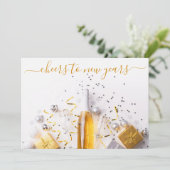 New Years Eve Chic Champagne Streamers Kaart (Staand voorkant)