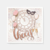 New Years Eve Clock juicht elegant script Servet (Voorkant)