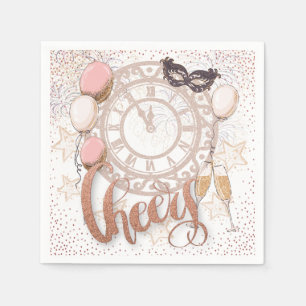 New Years Eve Clock juicht elegant script Servet