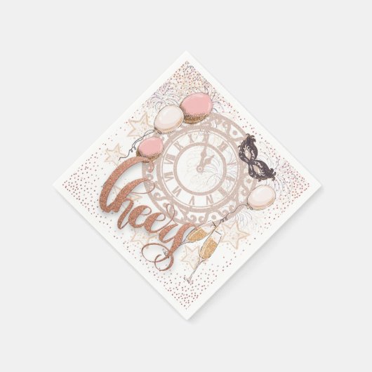 New Years Eve Clock juicht elegant script Servet (Hoek)