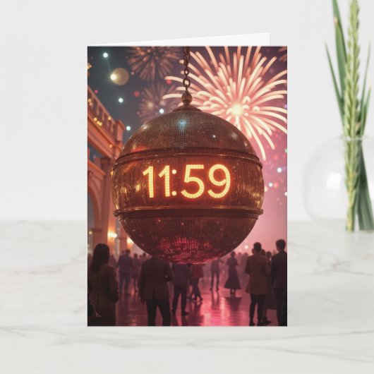 New Year's Eve Countdown Clock with Fireworks Kaart (Voorkant)