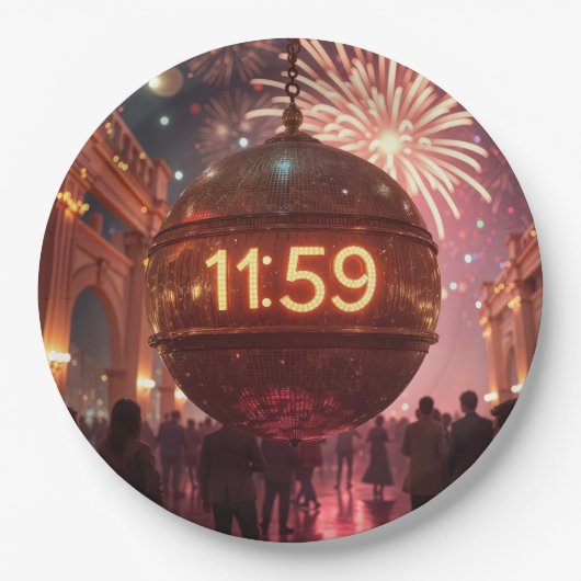 New Year's Eve Countdown Clock with Fireworks Papieren Bordje (Voorkant)