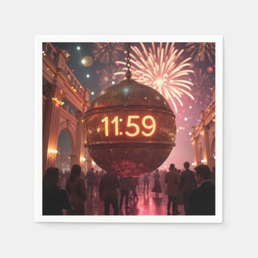 New Year's Eve Countdown Clock with Fireworks Servet (Voorkant)