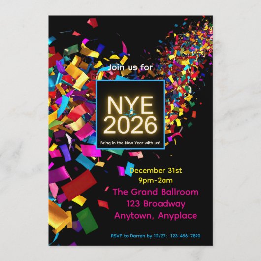 New Years Eve Fun Party Invitation (Devant)
