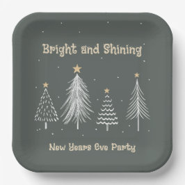 New Years Eve, helder en glanzend feestje Papieren Bordje