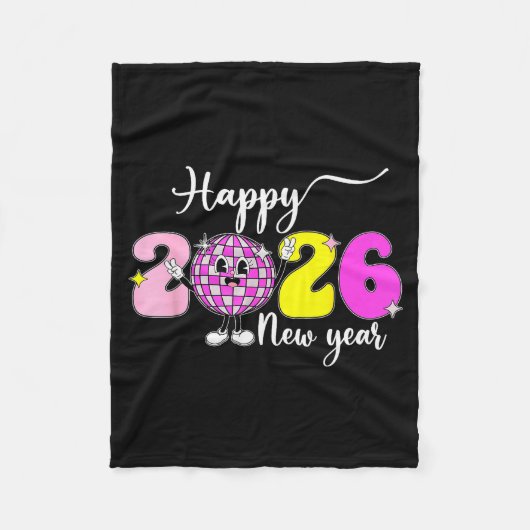 New Year's Eve Hello 2026 Happy New Year 2026 Disc Fleece Deken (Voorkant)