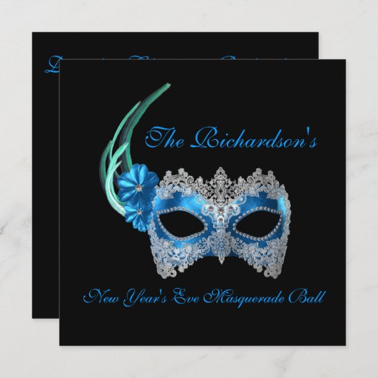 "New Year's Eve Masquerade Ball" — Blue Mask [1] Kaart (Voorkant / Achterkant)