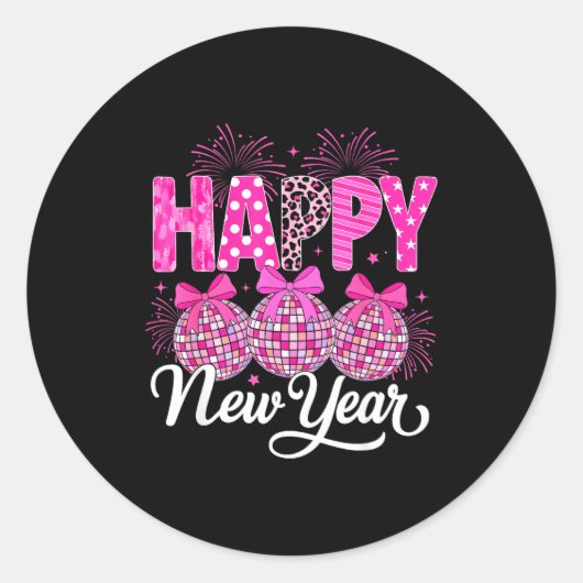 New Years Eve Party Countdown Happy New Year Firew Ronde Sticker (Voorkant)