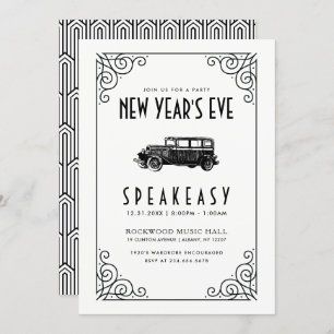 NEW YEAR'S EVE PARTY INVITATION 1920's Speakeasy Kaart