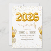 New Year's Eve Party Invitation, 2026 New Year's Kaart (Voorkant)