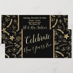 New Years Eve Party Zwart en Goud Kaart