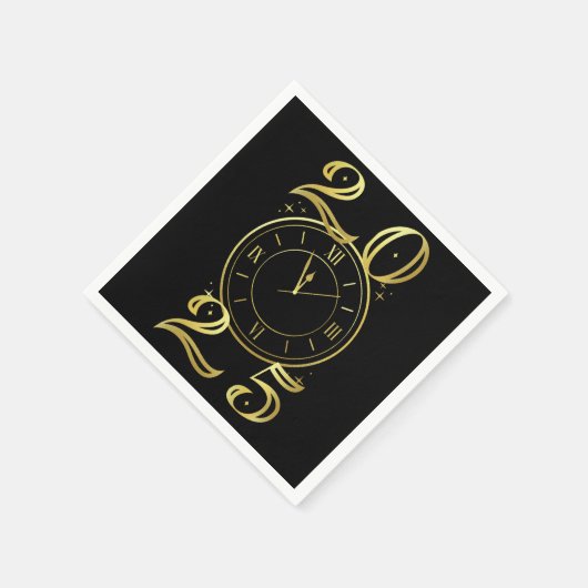 New Years Eve Party Zwart en Gouden Papieren Serve Servet (Hoek)