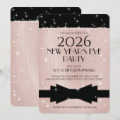 New Year's Eve Pink Champagne Bubbles Invitation (Devant / Derrière)