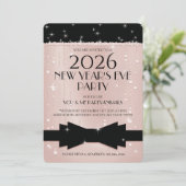 New Year's Eve Pink Champagne Bubbles Invitation (Debout devant)