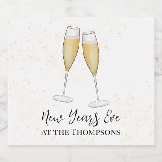 New Years Eve Schattigee eenvoudige champagne Wate Sparkling Wijnetiket