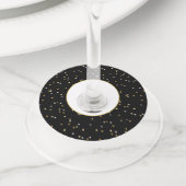 New Years Gold Silver Glitter Sparkle Confetti Wijnglaslabel (Dichtbij)