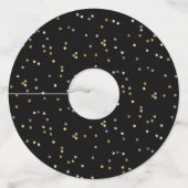 New Years Gold Silver Glitter Sparkle Confetti Wijnglaslabel (Achterkant)