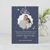 New Years Greeting Card with Photo Ornament (Staand voorkant)