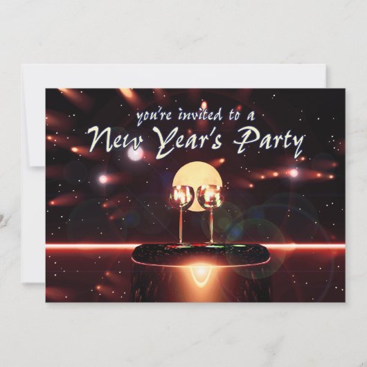 New Year's Party Champagne Fireworks Kaart (Voorkant)